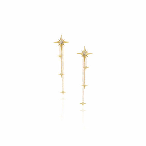 Stellar Pave Diamonds Long Chain Earrings