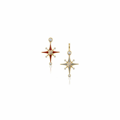 Stellar Pave & Bezel Diamonds Enamel Earrings